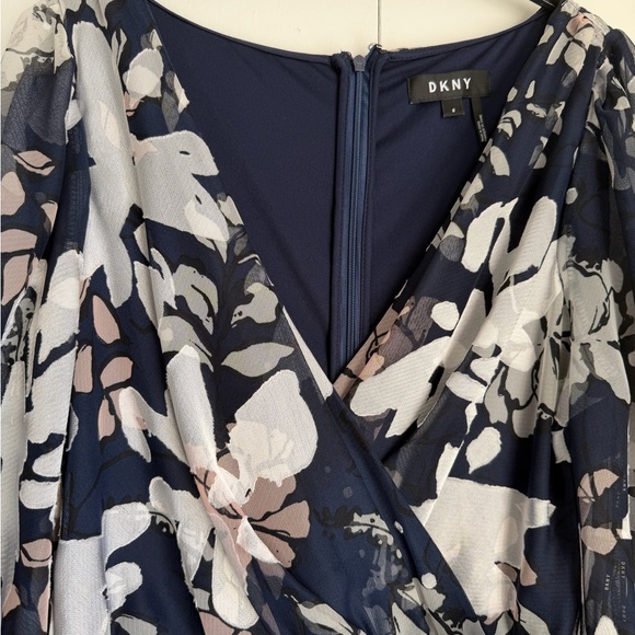 DKNY navy floral print chiffon maxi dress NWT - Picture 8 of 10
